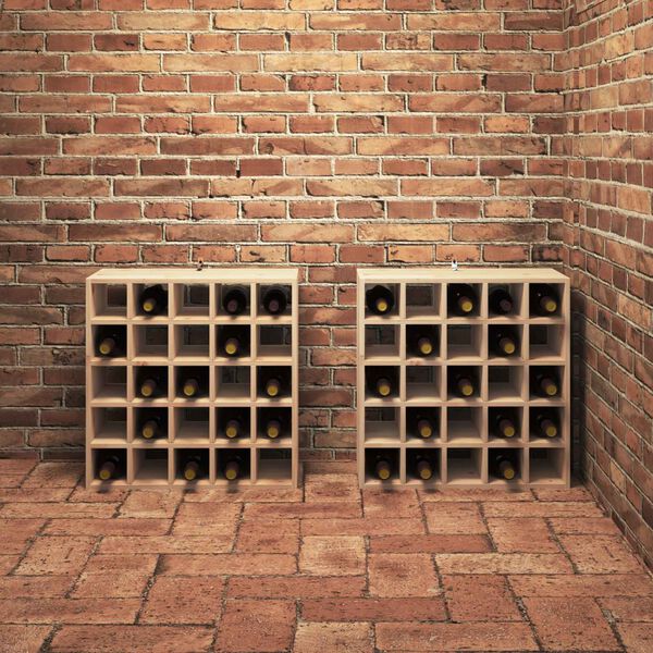 vidaXL Portabottiglie 2 pcs Naturale 56 x 25 x 56 cm Pino massello
