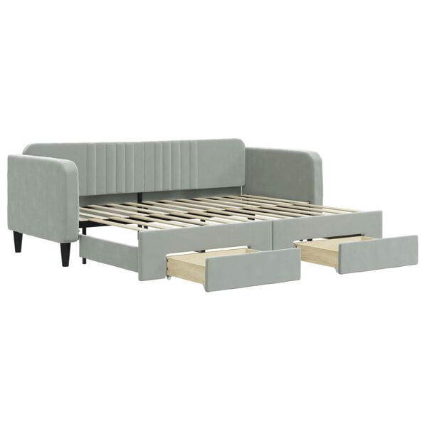 vidaXL Divano Letto Estraibile Cassetti Grigio Chiaro 80x200cm Velluto