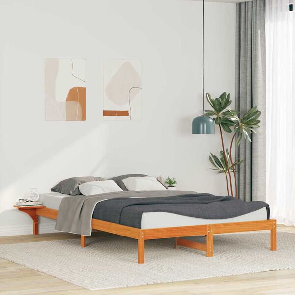 vidaXL Letto con Tavolini Laterali Marrone cerato 160 x 210 cm
