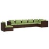 vidaXL Set Divani da Giardino 7 pz con Cuscini in Polyrattan Marrone