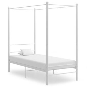 vidaXL Letto a Baldacchino Bianco in Metallo 90x200 cm