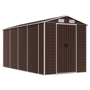 vidaXL Casetta da giardino marrone 191x385x198 cm in acciaio zincato