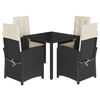 vidaXL Set da Pranzo da Giardino 5 pz Nero con Cuscini in Polyrattan
