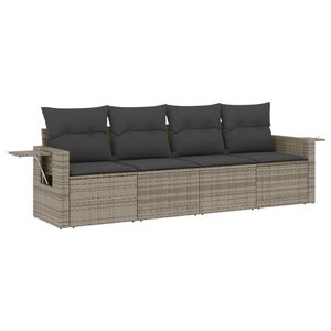 vidaXL Set Divani da Giardino 4 pz con Cuscini in Polyrattan Grigio