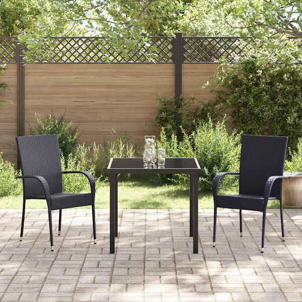 vidaXL Set da Pranzo per Giardino 3 pcs Nero
