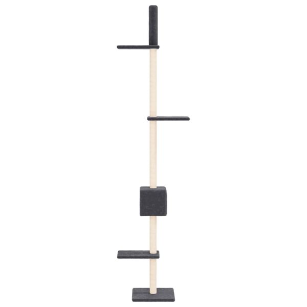 vidaXL Albero per Gatti Pavimento Soffitto Grigio Scuro 250,5-276,5 cm