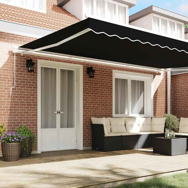 vidaXL Tenda Retrattile Nero 500 &times; 350 cm Poliestere e Alluminio