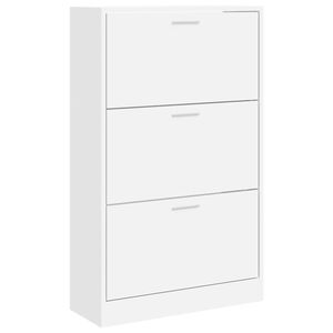 vidaXL Scarpiera Bianca 63x24x103 cm in Legno Multistrato