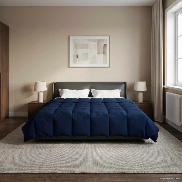 vidaXL Duvet Invernale Trapuntato Blu Scuro 200 x 200 cm Microfibra