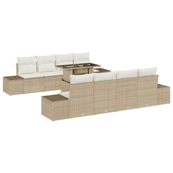 vidaXL Set di divani con cuscino 7 pcs Beige e Crema polyrattan