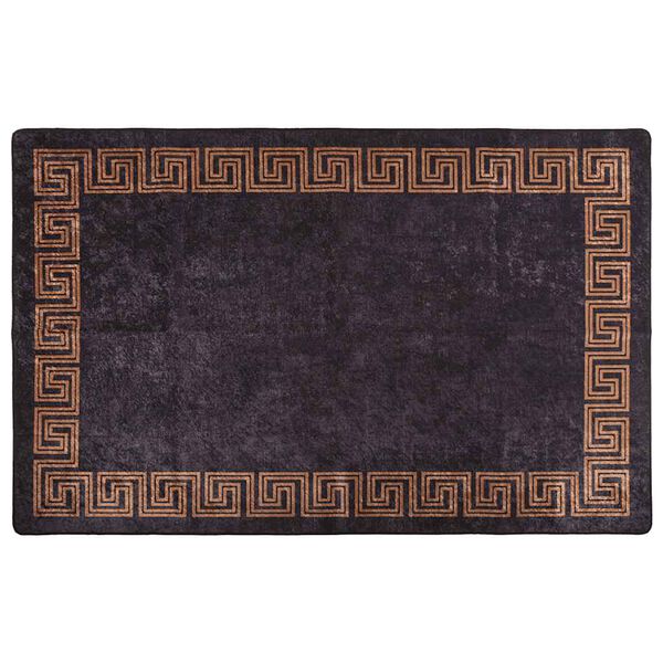 vidaXL Tappeto Lavabile 160x230 cm Nero e Oro Antiscivolo