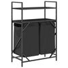 vidaXL Cesto della Biancheria 2 Scomparti con Ripiani Rovere Nero