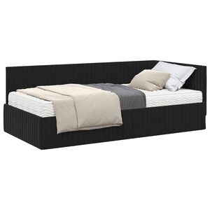 vidaXL Struttura Letto Angolare con Materasso 2 pcs Nero Velluto