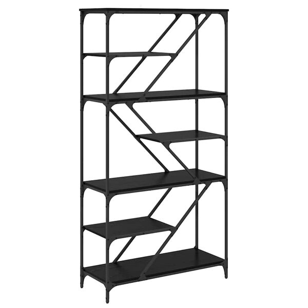vidaXL Libreria Rovere Nero 91 x 36 x 176 cm Legno multistrato