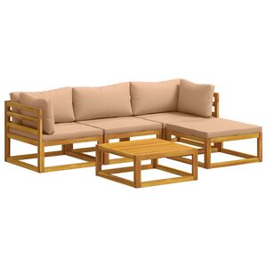 vidaXL Set di divani 5 pz Naturale Legno di Acacia Massello