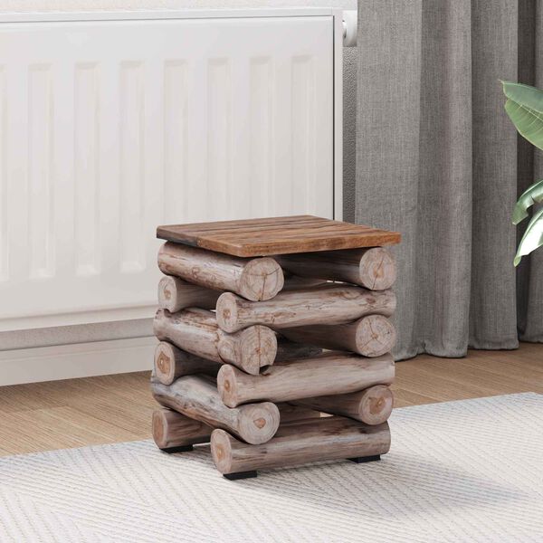 vidaXL Pouf Naturale 30 x 30 x 38 cm Legno di teak solido