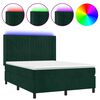 vidaXL Letto a Molle con Materasso e LED Verde Scuro 140x190cm Velluto