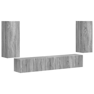vidaXL Set mobile TV 4 pcs Grigio Sonoma Legno multistrato