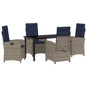 vidaXL Set da Pranzo per Giardino con cuscino 5 pcs Grigio polyrattan