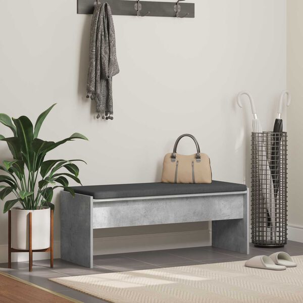 vidaXL Panca per ingresso con cuscino Grigio cemento 103 x 38 x 40 cm