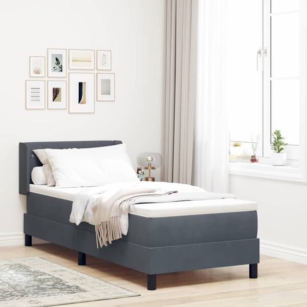 vidaXL Letto a molle con materasso Grigio scuro 200 x 80 cm Poliestere