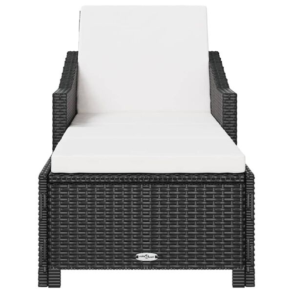 vidaXL Lettino Prendisole con Cuscino Bianco Crema in Polyrattan Nero
