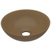 vidaXL Lavandino da Bagno in Ceramica Crema Opaco Rotondo