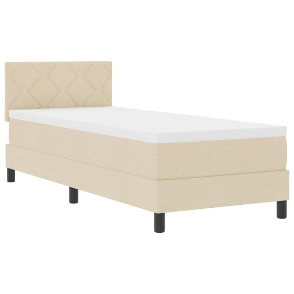 vidaXL Letto a molle con materasso Crema 80 x 200 cm Tessuto