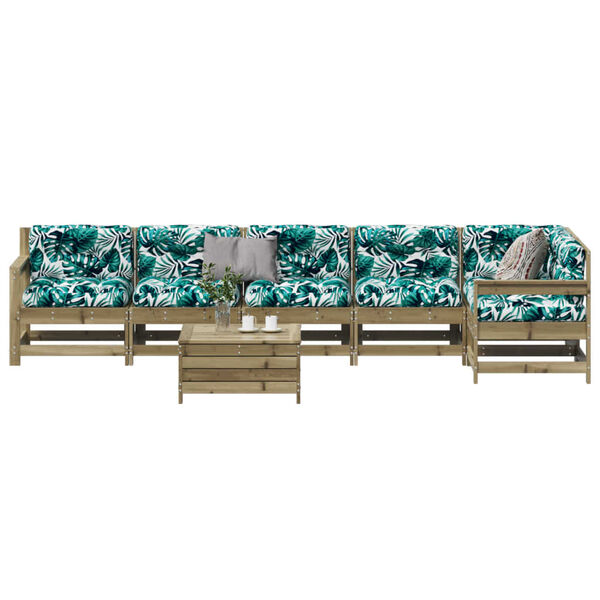 vidaXL Set Divani da Giardino 7pz con Cuscini Legno Impregnato di Pino