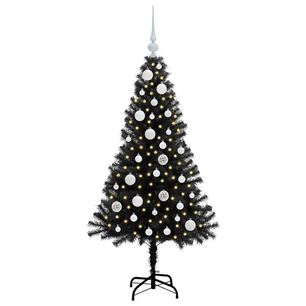 vidaXL Albero di Natale con 150 LED con supporto Nero 120 cm PVC
