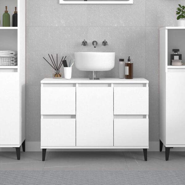 vidaXL Mobile Lavabo Bianco 80x33x60 cm in Legno Multistrato