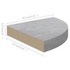 vidaXL Mensole Angolari 4 pz Grigio Cemento 35x35x3,8 cm in MDF