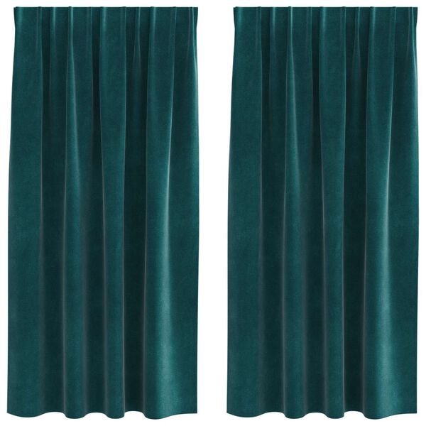 vidaXL Tende oscuranti 2 pcs Verde Scuro 140 x 175 cm Velluto