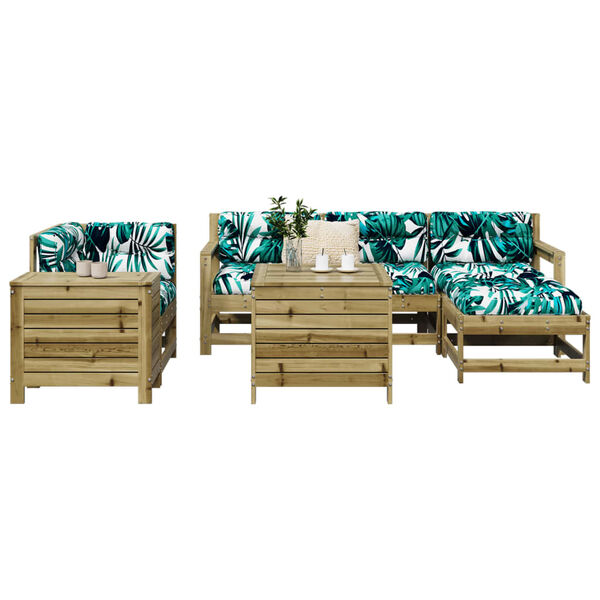 vidaXL Set Divani da Giardino 7 pz in Legno Impregnato di Pino
