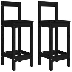 vidaXL Sedie da Bar 2 pz Nere 40x41,5x112 cm Legno Massello di Pino