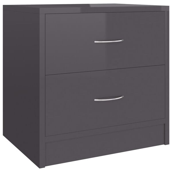 vidaXL Comodini 2 pz Grigio Lucido 40x30x40 cm in Legno Multistrato