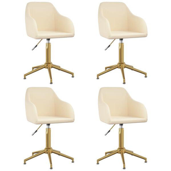 vidaXL Sedie da Pranzo Girevoli 4 pz Crema in Velluto