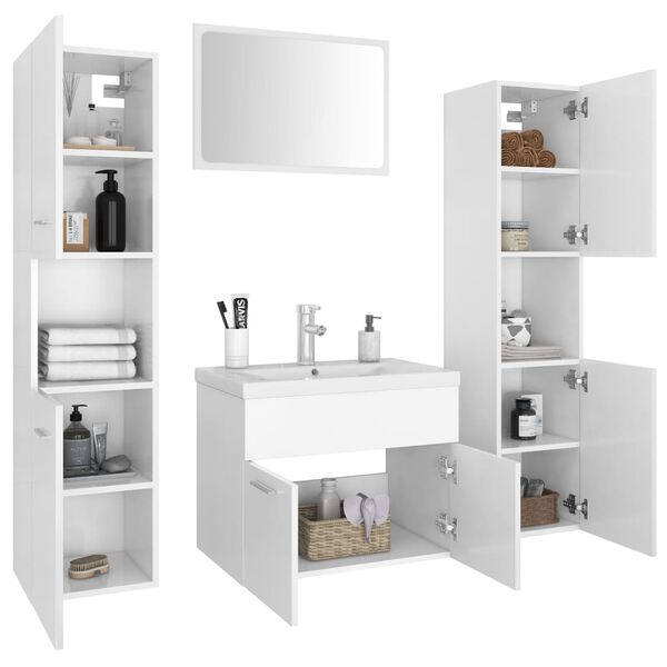 vidaXL Set Mobili da Bagno Bianco in Truciolato