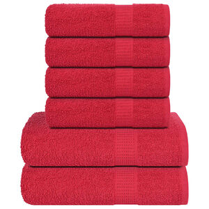 vidaXL Set di asciugamani 6 pezzi FROGN Rosso 360 g/m&sup2;