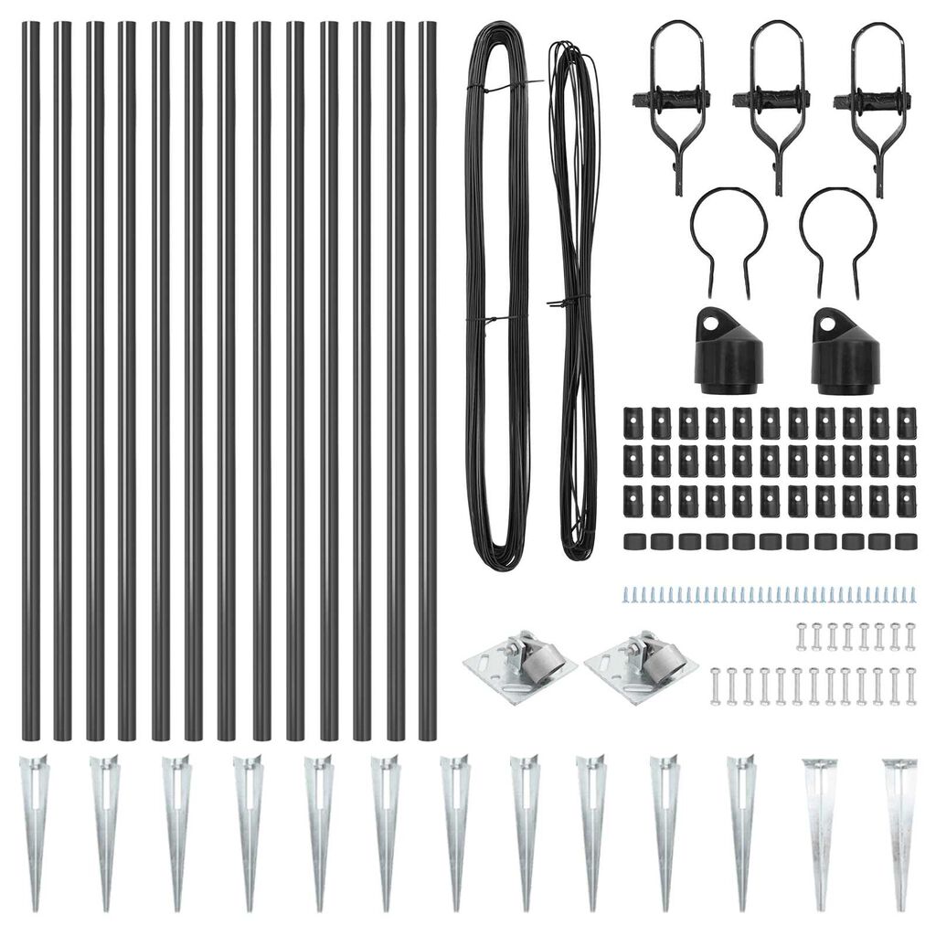 vidaXL Set di Pali per Recinzione 13 pcs Grigio Ø32mm 160 cm Metallo