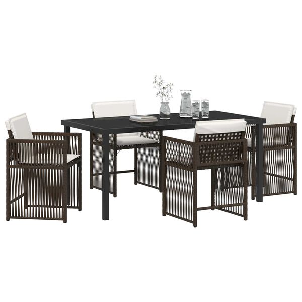 vidaXL Set da Pranzo per Giardino 5 pcs Marrone polyrattan