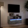 vidaXL Mobili TV a Parete con Luci LED 2pz Grigio Cemento 41x31x45 cm
