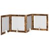vidaXL Cancello per cani pieghevole con supporti 4 pcs Rovere Fumo