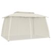 vidaXL Gazebo con Tetto Doppio e Pareti Rete Crema 3,93x2,93 m Acciaio