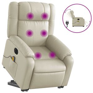 vidaXL Poltrona Alzapersona Elettrica Reclinabile Crema in Similpelle