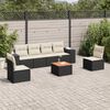 vidaXL Set Divani da Giardino con Cuscini 7pz Nero Polyrattan
