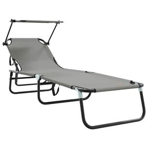 vidaXL Lettino prendisole pieghevole Oxford Grigio