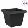 vidaXL Vaso quadrato per fiori 24 pz Nero 28,5 x 28,5 x 22 cm Plastica