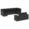 vidaXL Set Divani da Giardino 9 pz con Cuscini Nero in Polyrattan