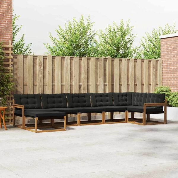 vidaXL Set di divani da esterno con cuscino 21 pcs Naturale e Nero